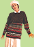 Жаккардовый пуловер из коричневого меланжа